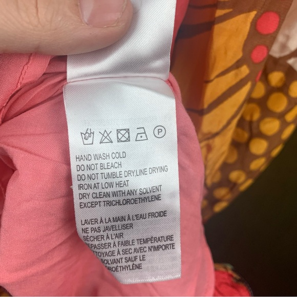 Farm Rio size small pink orange floral midi dress tropical cottage sunflower - Picture 10 of 15